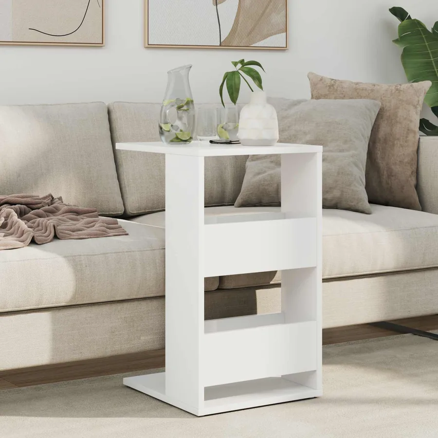 Table d'appoint Blanc 40 x 35 x 60,5 cm Bois d'ingénierie - 4