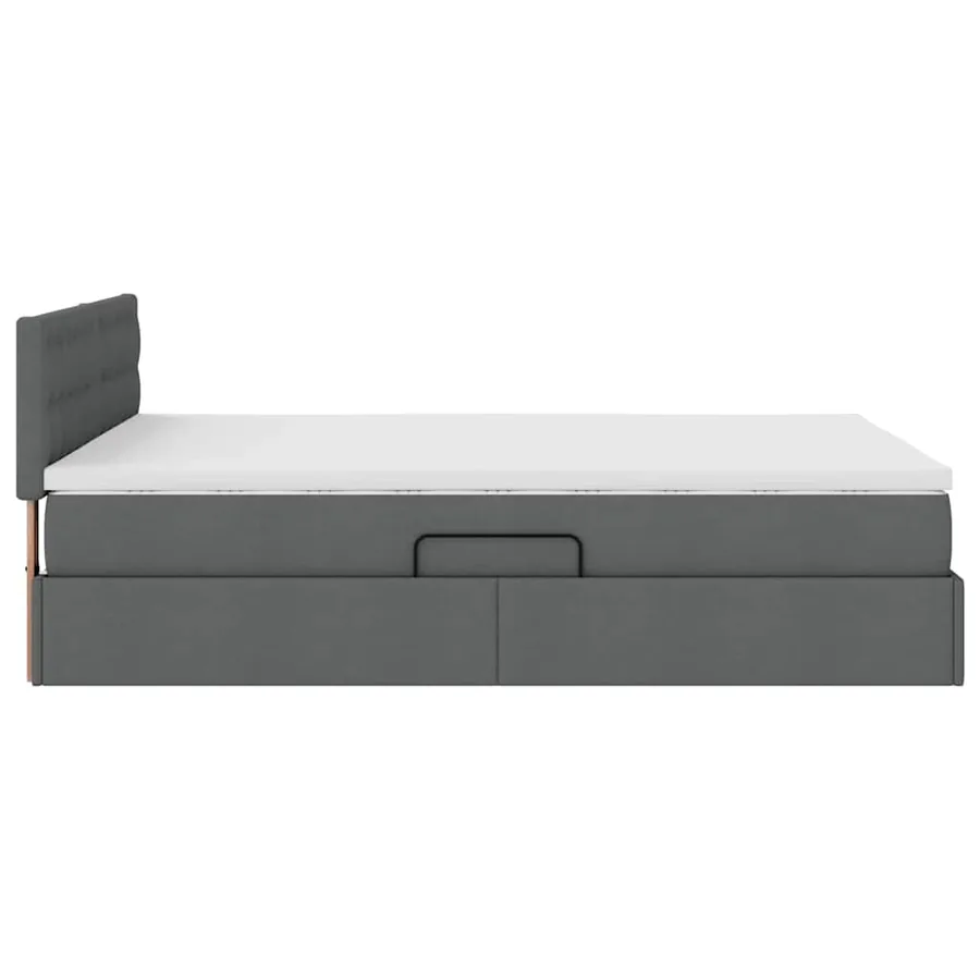 Lit de rangement LED avec matelas Gris foncé 140 x 190 cm Tissu - 11