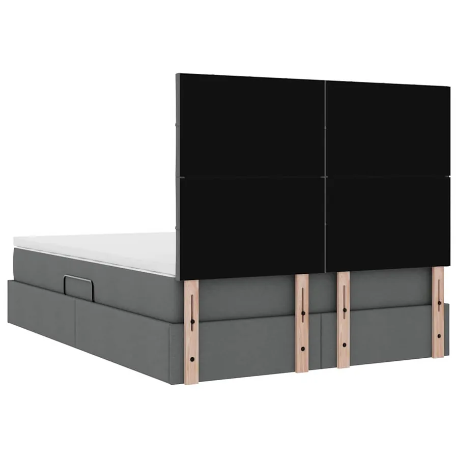 Lit de rangement LED avec matelas Gris foncé 140 x 190 cm Tissu - 12