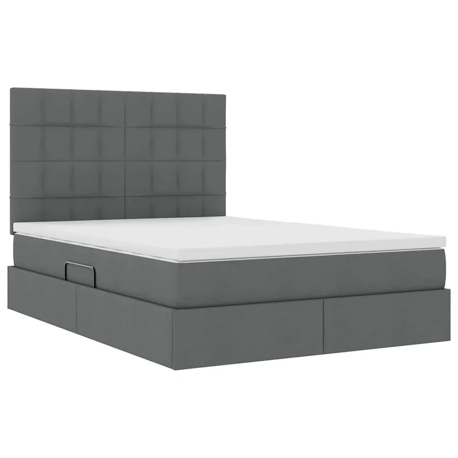 Lit de rangement LED avec matelas Gris foncé 140 x 190 cm Tissu - 6