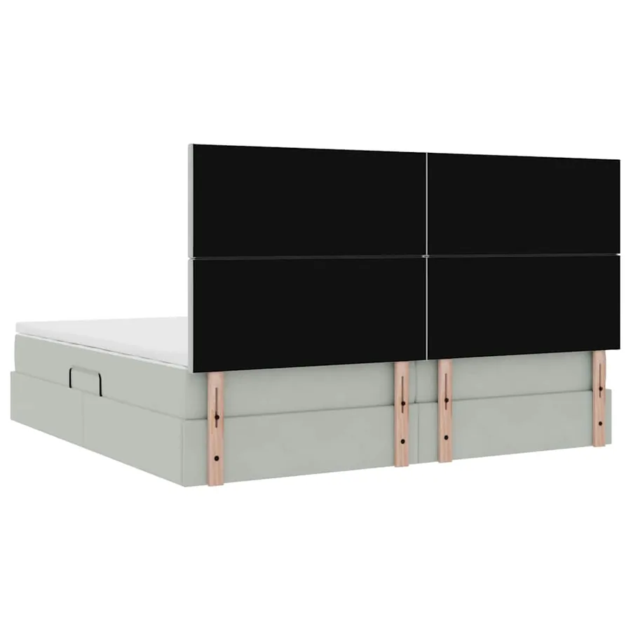 Lit avec rangement et matelas Gris clair 200 x 200 cm Velours - 11