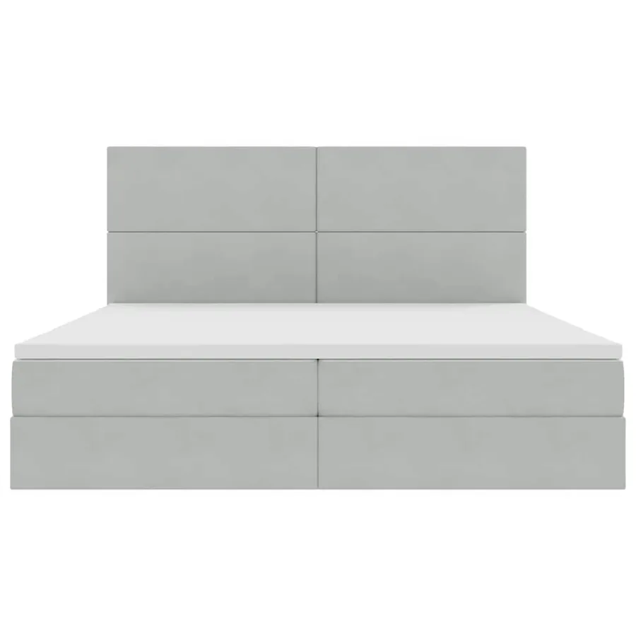 Lit avec rangement et matelas Gris clair 200 x 200 cm Velours - 7
