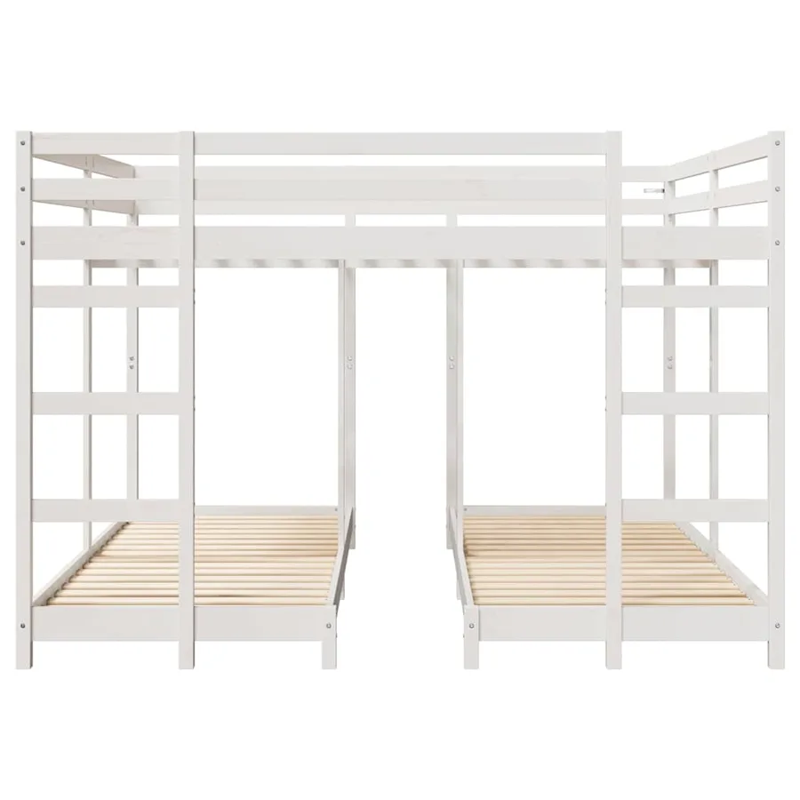 Cadre de lit superposé triple Blanc 200 x 200 cm Pin massif - 4