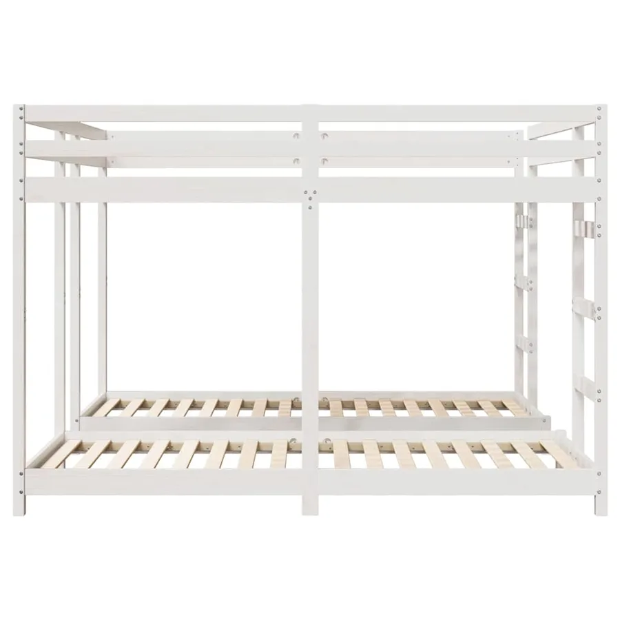 Cadre de lit superposé triple Blanc 200 x 200 cm Pin massif - 5