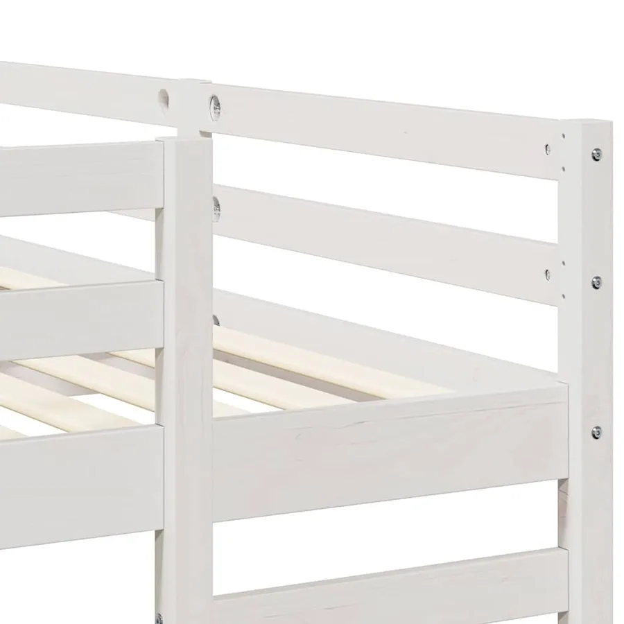 Cadre de lit superposé triple Blanc 200 x 200 cm Pin massif - 7