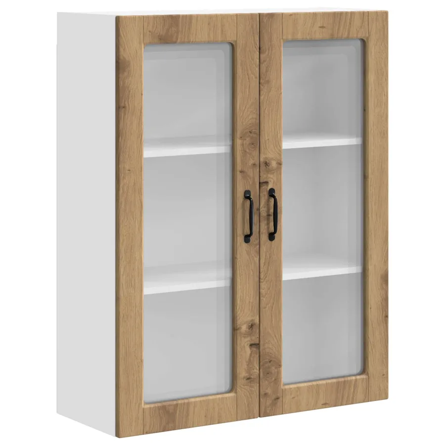 Cabinet en verre mural PORTO Chêne artisanal 80 x 31 x 100 cm - 2