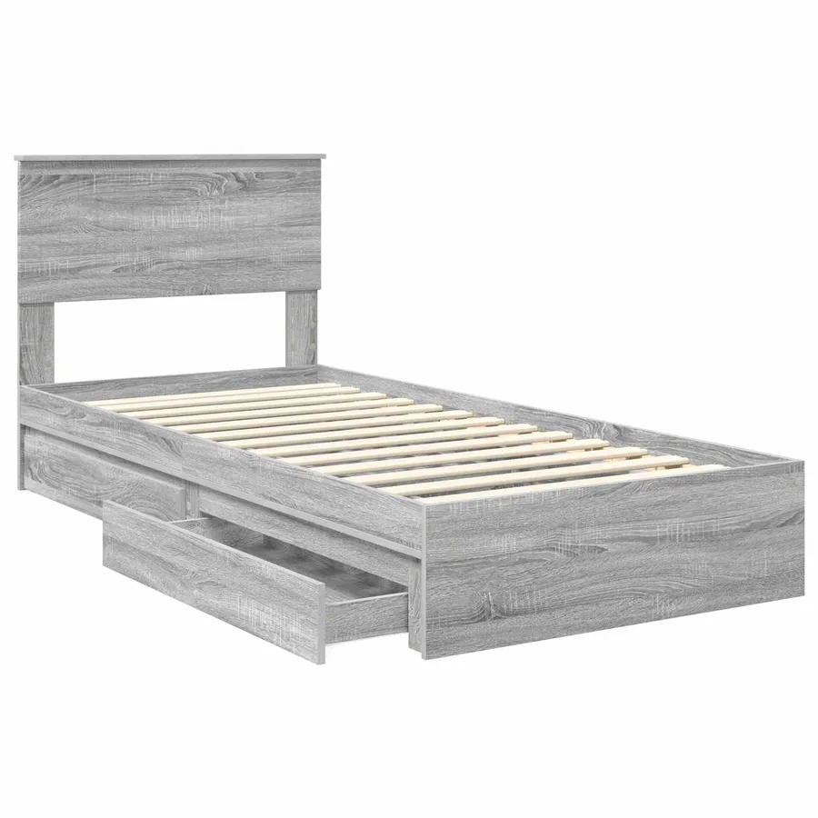 Lit de Rangement Gris Sonoma 90 x 200 cm Bois d'ingénierie - 5