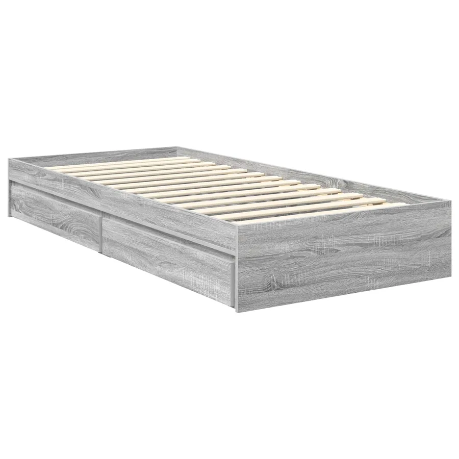 Lit de Rangement Gris Sonoma 90 x 200 cm Bois d'ingénierie - 6