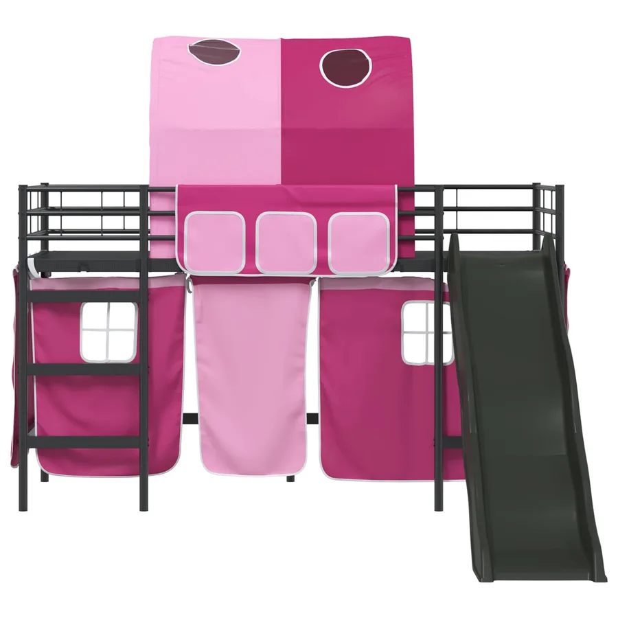 Lit mezzanine pour enfants Noir et rose 90 x 190 cm Métал - 6