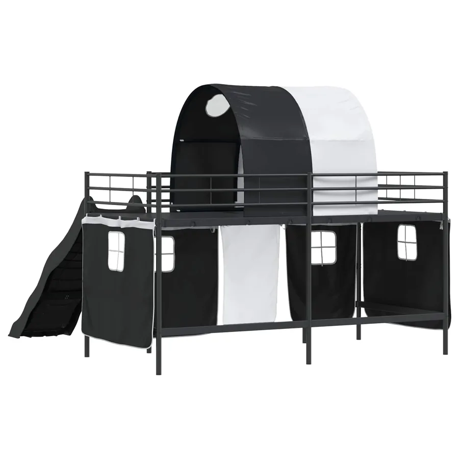Lit mezzanine pour enfants Noir 90 x 200 cm Métал - 8