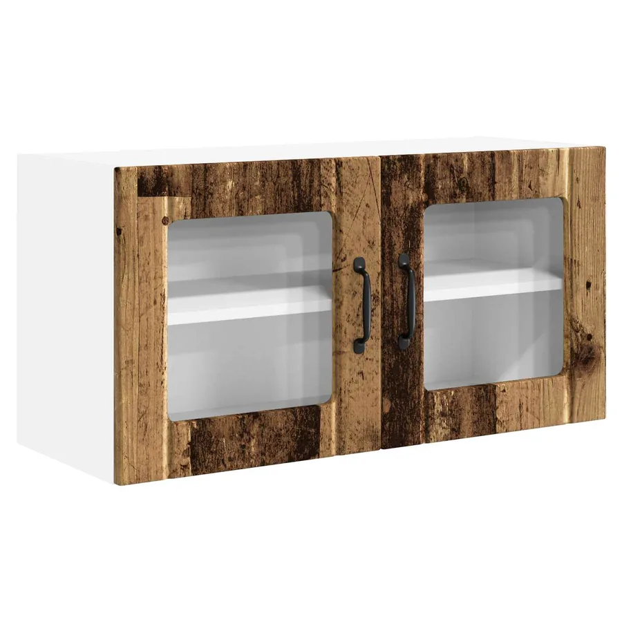 Cabinet en verre mural PORTO Bois ancien 80 x 31 x 40 cm - 2