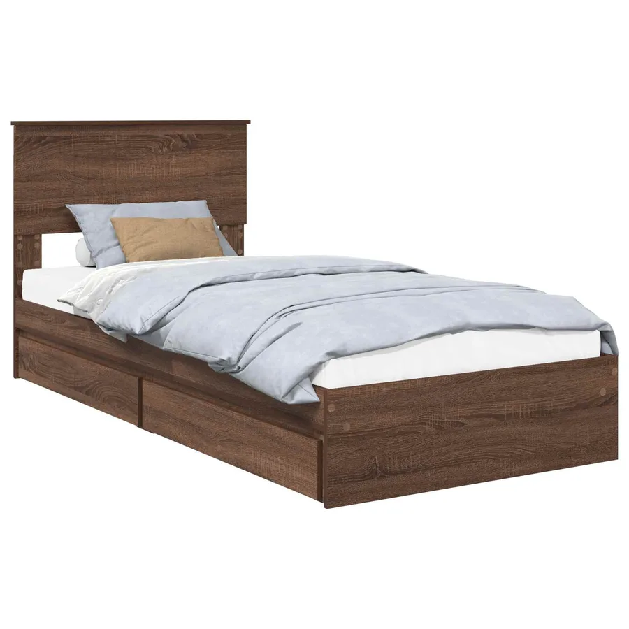 Lit de Rangement Chêne brun 90 x 190 cm Bois d'ingénierie - 2