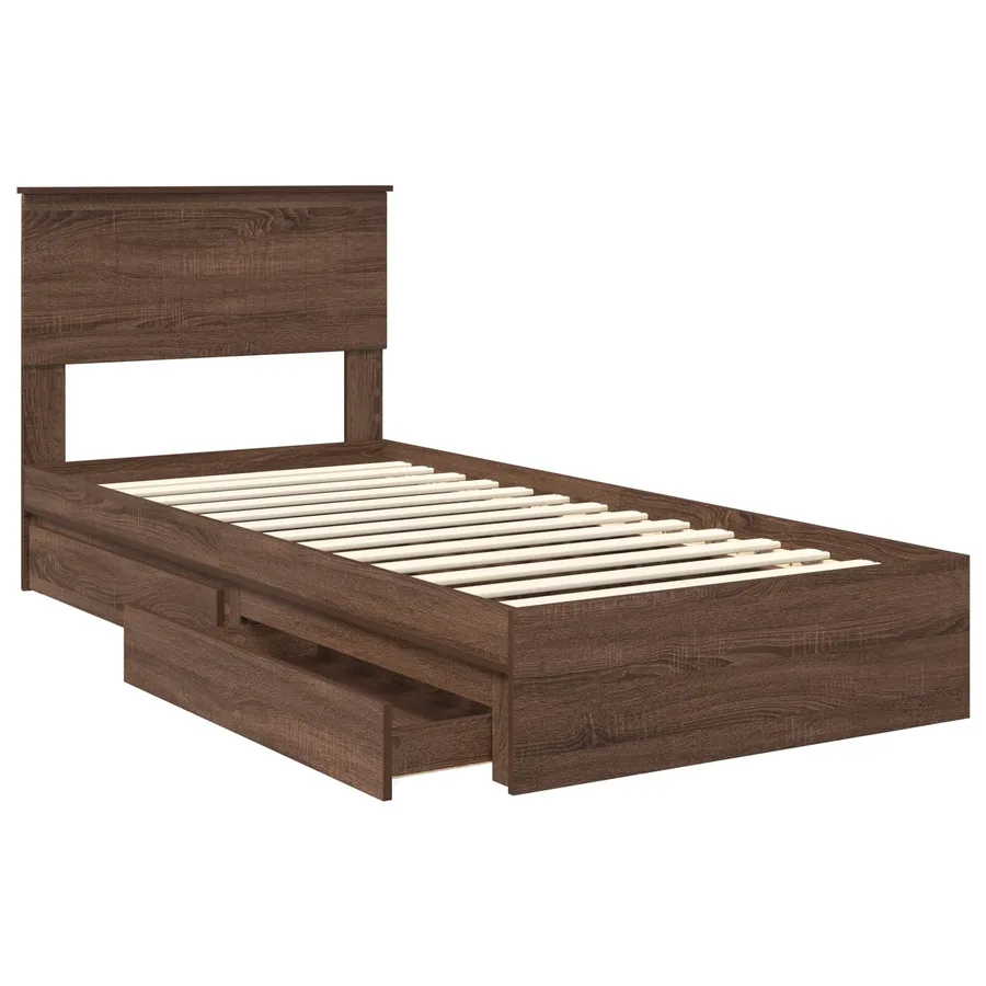Lit de Rangement Chêne brun 90 x 190 cm Bois d'ingénierie - 5