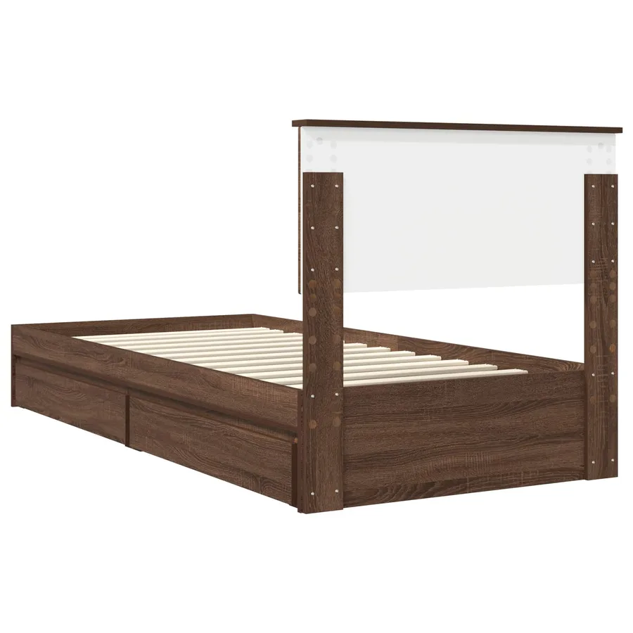 Lit de Rangement Chêne brun 90 x 190 cm Bois d'ingénierie - 8