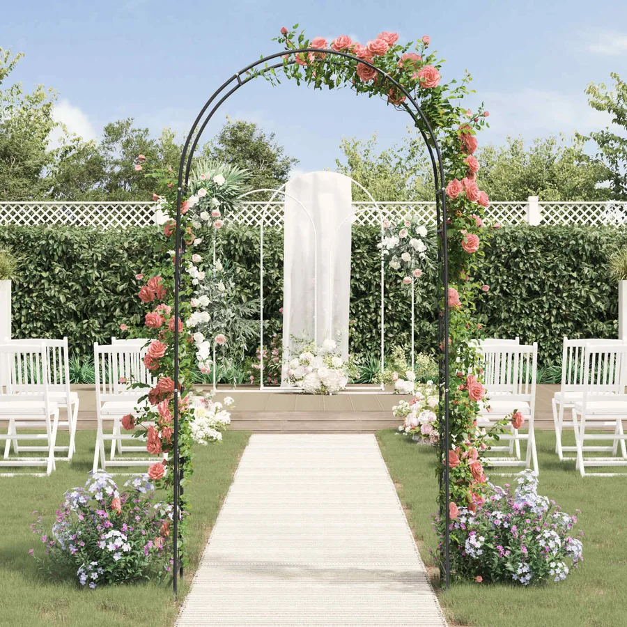 Arche de jardin Floral Noir 115 x 37 x 231 cm - 4