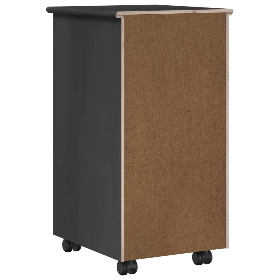 Cabinet roulant Gris 34 x 39 x 65,5 cm Bois de Pin Massif - 7