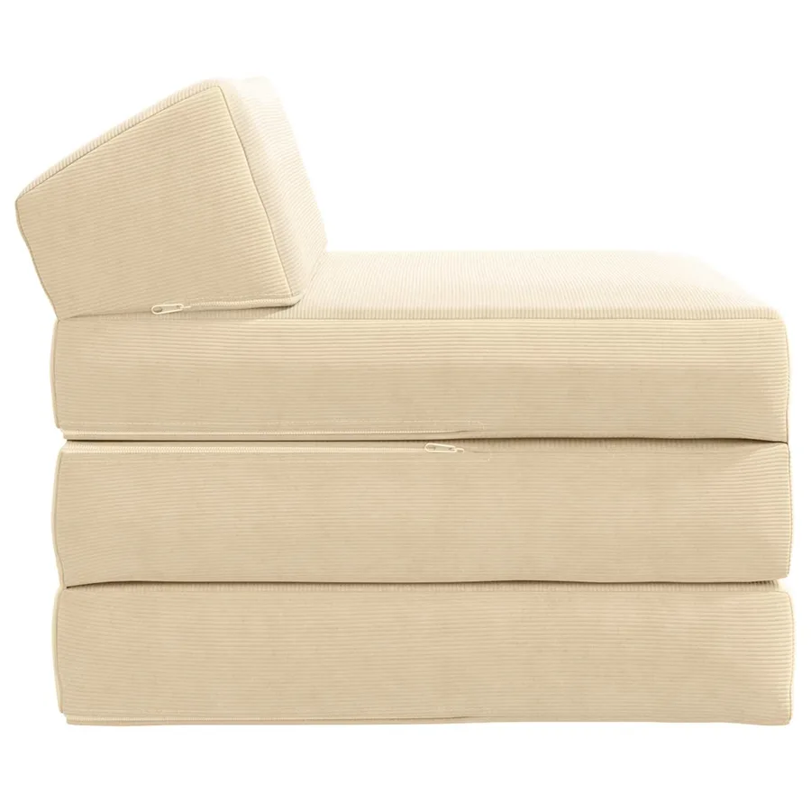 Canapé-lit pliable Crème 200 x 70 x 10 cm - 3