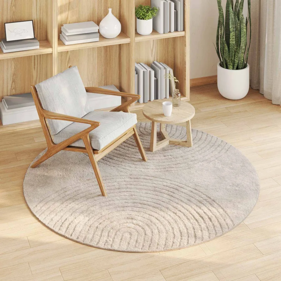 Tapis de surface Rond GALATI Beige Ø 120 CM Polyester - 3