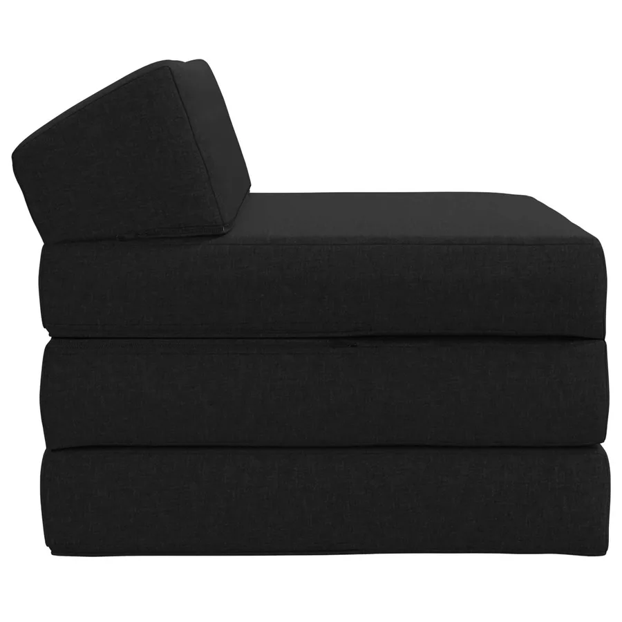 Canapé-lit pliable Noir 200 x 70 x 10 cm Tissu - 3