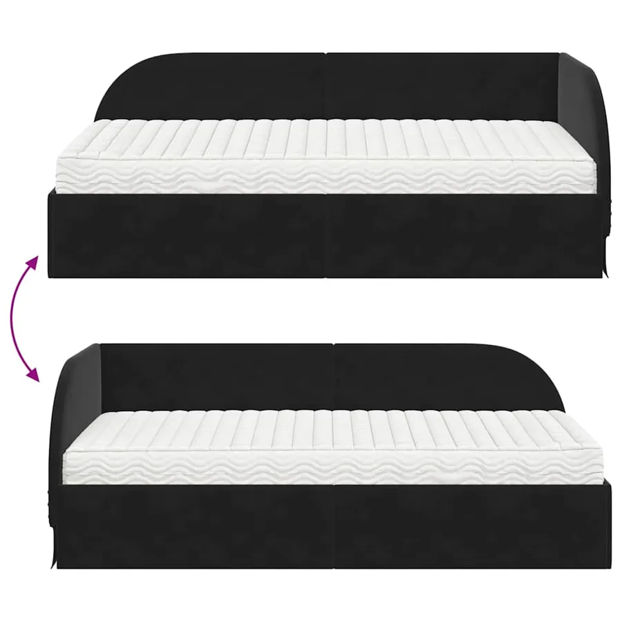 Cadre de lit d'angle avec matelas 2 pcs Noir Velours - 12