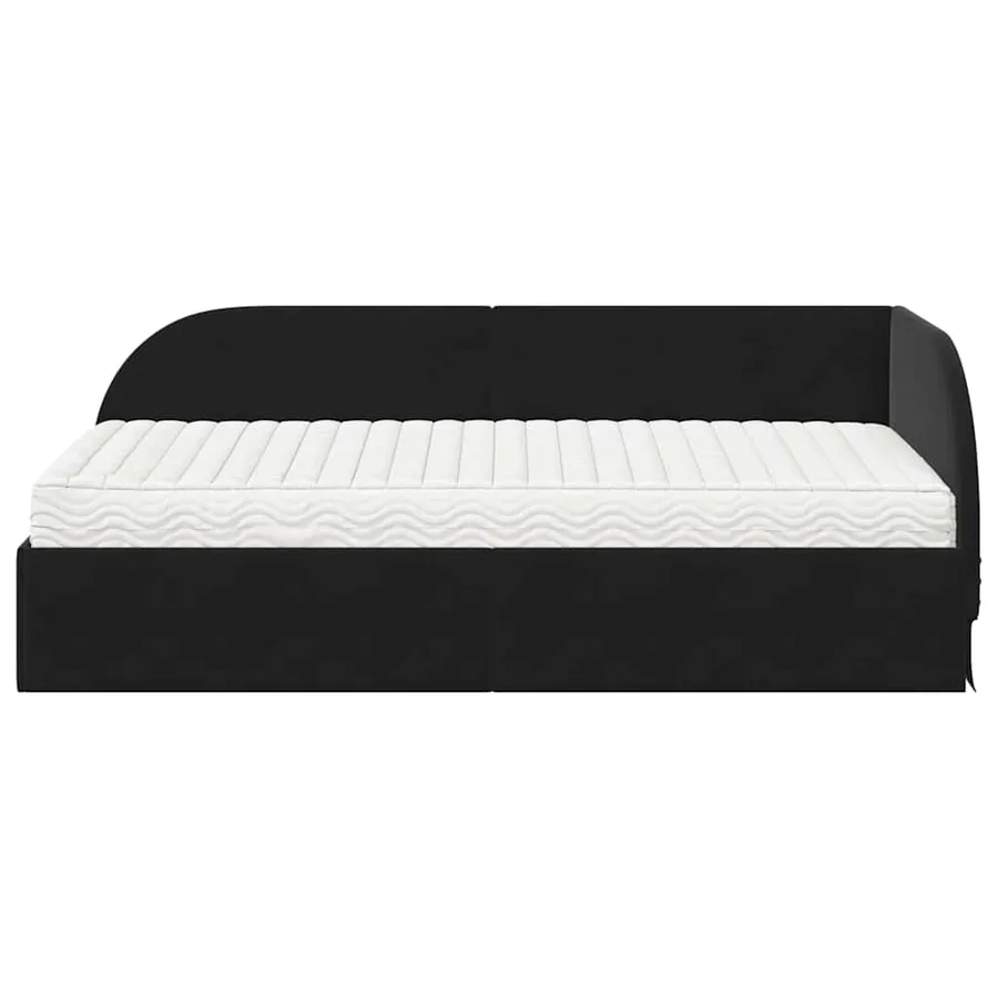 Cadre de lit d'angle avec matelas 2 pcs Noir Velours - 5