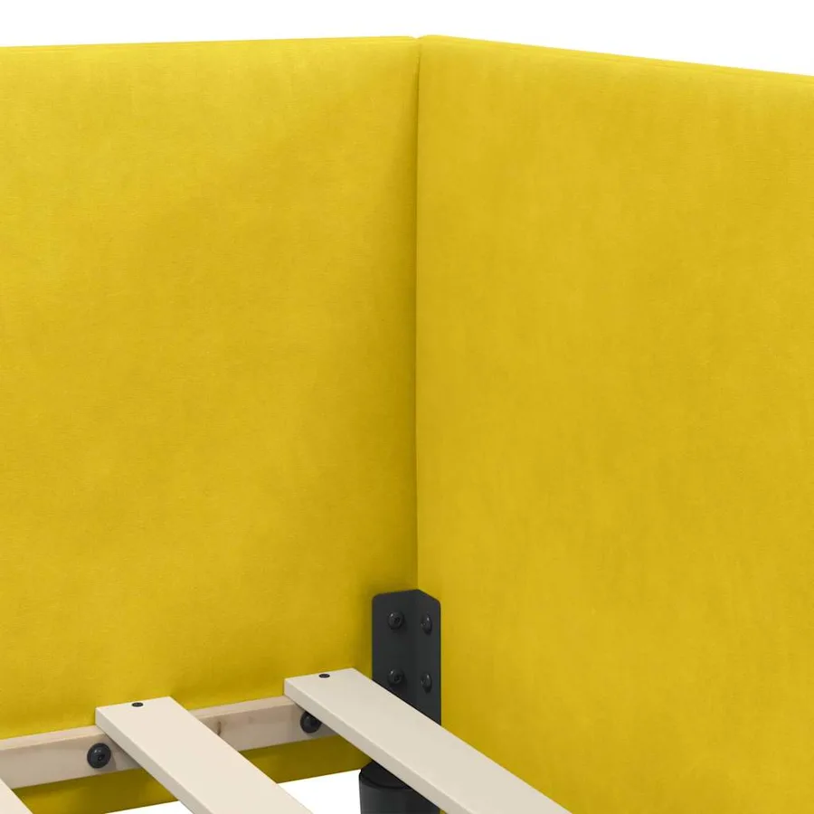 Cadre de lit d'angle avec matelas 2 pcs Jaune Velours - 8