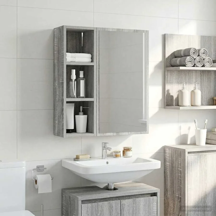 Armoire murale de salle de bain Gris Sonoma 20 x 16 x 62,5 cm