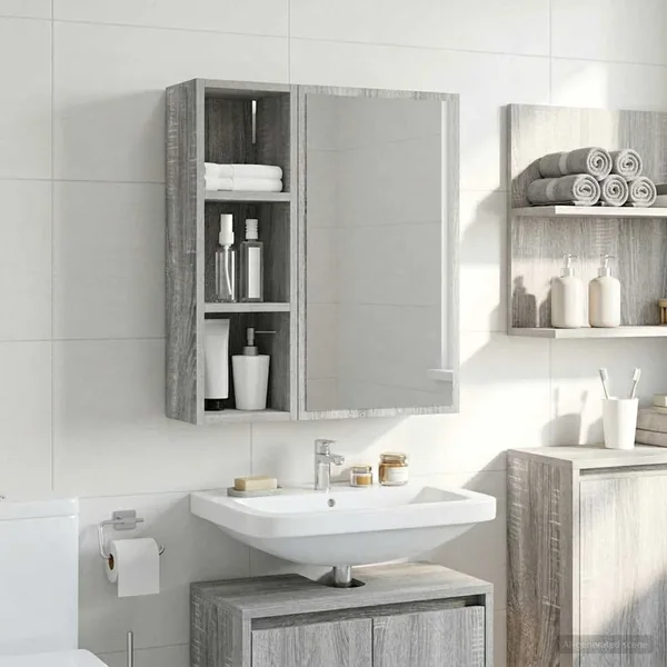 Armoire murale de salle de bain Gris Sonoma 20 x 16 x 62,5 cm