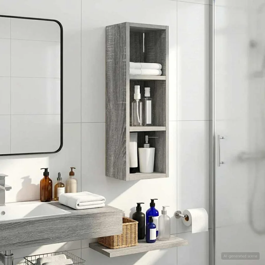 Armoire murale de salle de bain Gris Sonoma 20 x 16 x 62,5 cm - 5