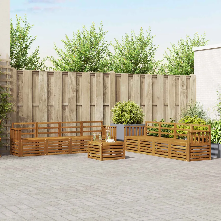 Ensembles de canapés 9 pcs Naturel Bois d'Acacia Massif
