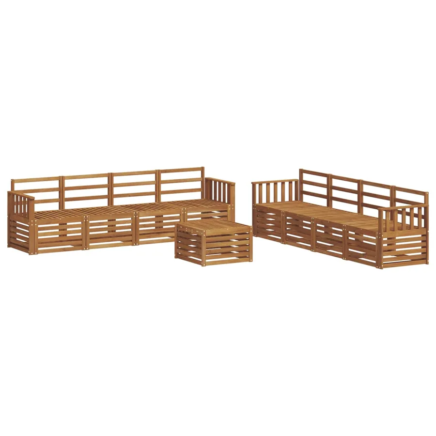 Ensembles de canapés 9 pcs Naturel Bois d'Acacia Massif - 2