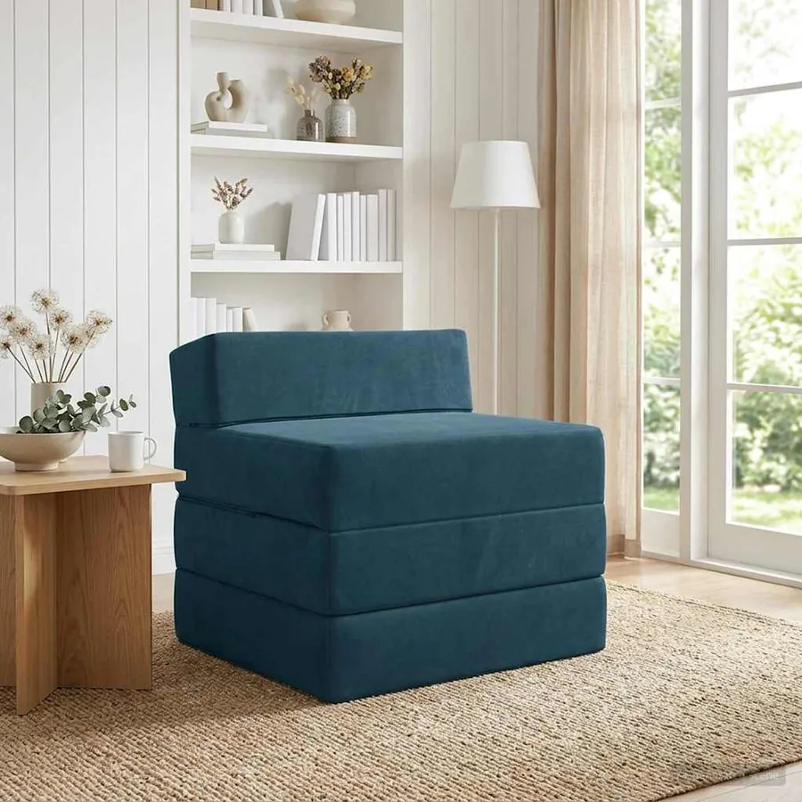 Canapé-lit pliable Bleu 200 x 70 x 15 cm Velours