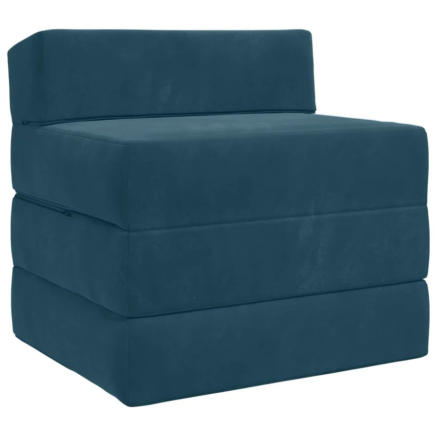 Canapé-lit pliable Bleu 200 x 70 x 15 cm Velours - 2