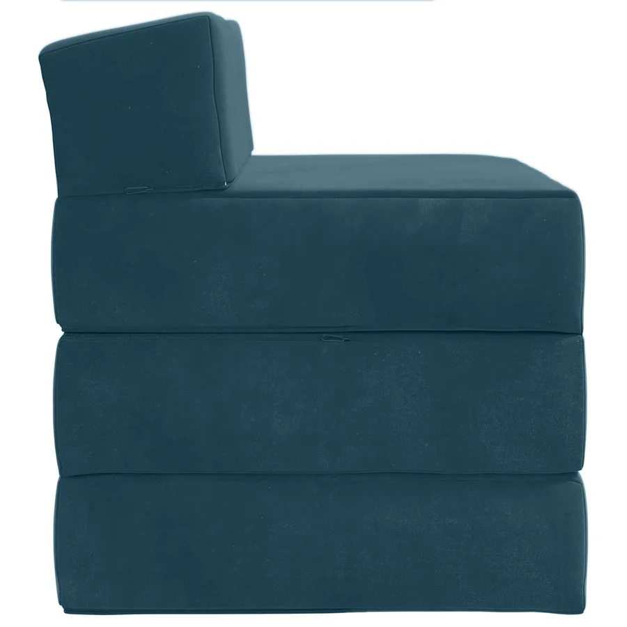 Canapé-lit pliable Bleu 200 x 70 x 15 cm Velours - 4