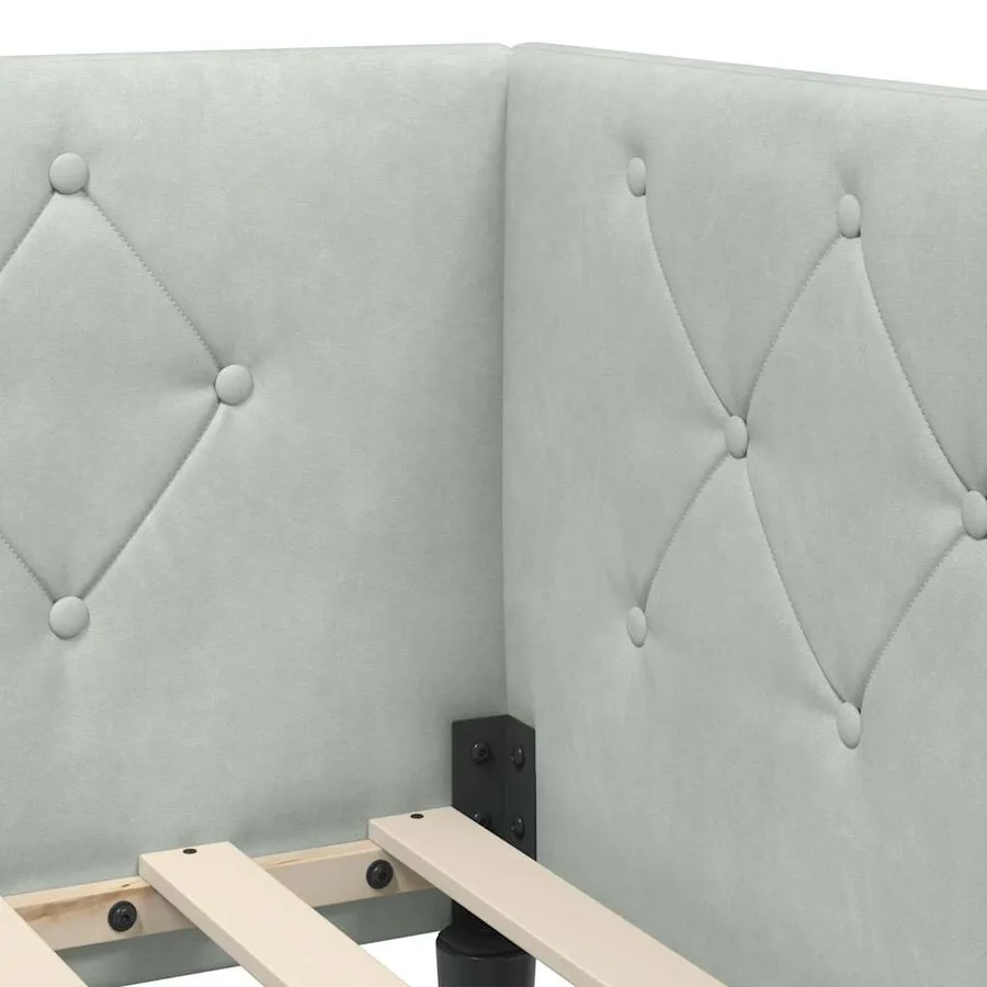 Cadre de lit d'angle Gris clair 90 x 200 cm Velours - 10