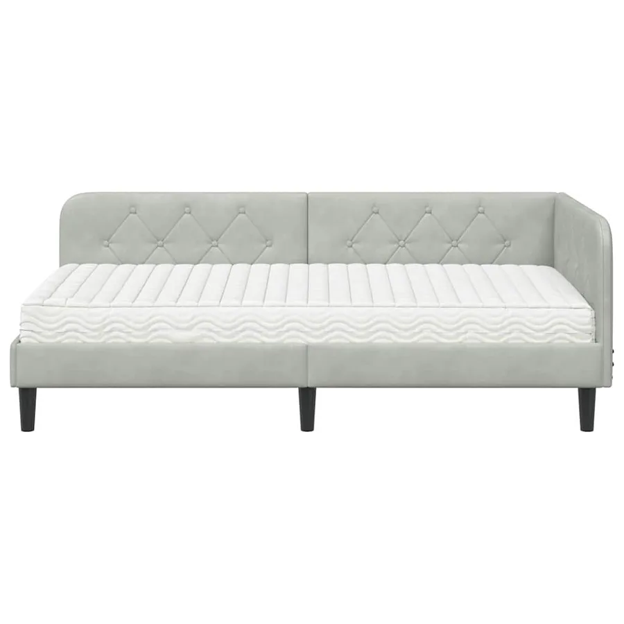 Cadre de lit d'angle Gris clair 90 x 200 cm Velours - 5