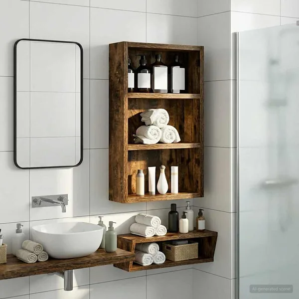 Armoire murale de salle de bain Chêne Fumé 30 x 10 x 50 cm