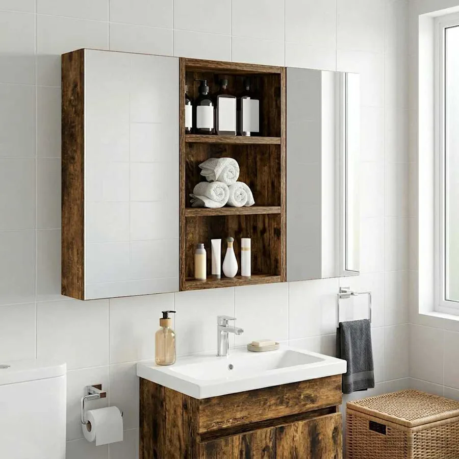 Armoire murale de salle de bain Chêne Fumé 30 x 10 x 50 cm - 4