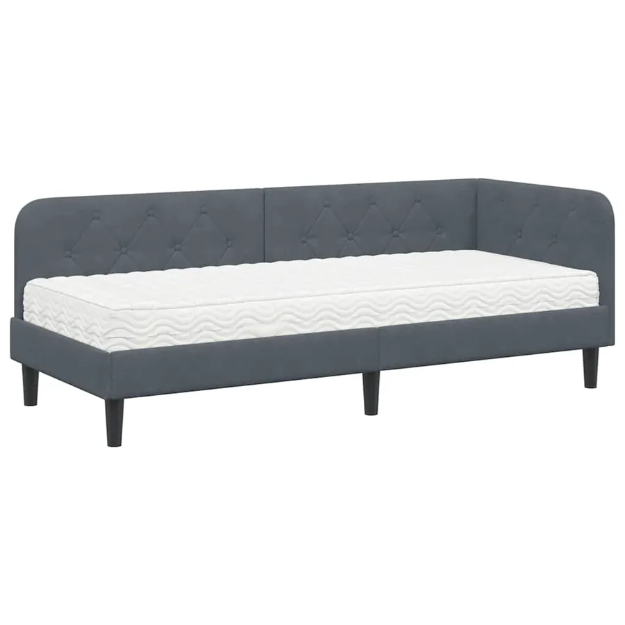 Cadre de lit d'angle Gris foncé 80 x 200 cm Velours - 2