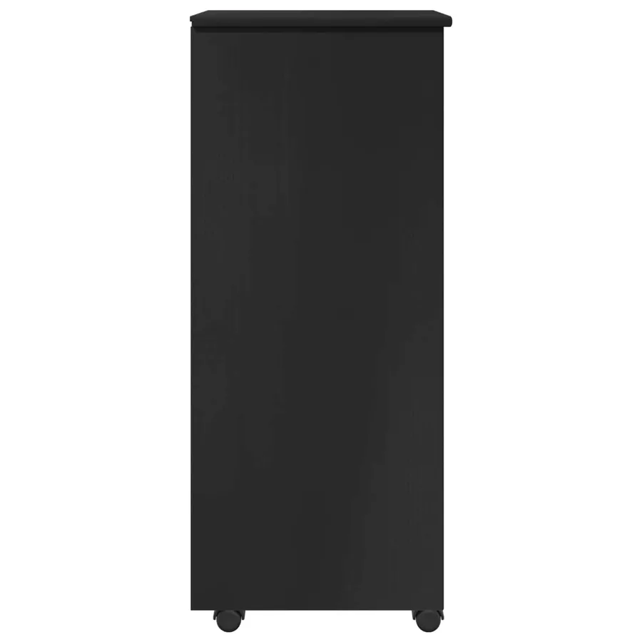 Cabinet roulant Noir 34 x 39 x 93,5 cm Bois de Pin Massif - 6