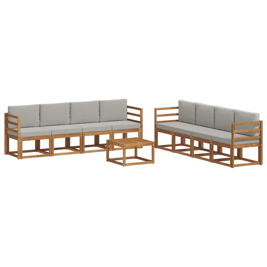 Ensemble de canapés d'extérieur 9 pcs Gris Naturel et Clair - 2