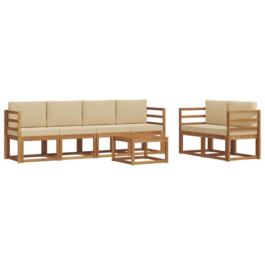 Ensemble de canapés d'extérieur 7 pcs Naturel et Beige - 2