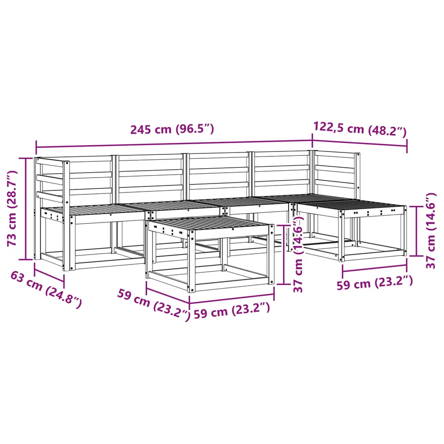 Ensemble de canapés d'extérieur 6 pcs Naturel - 9