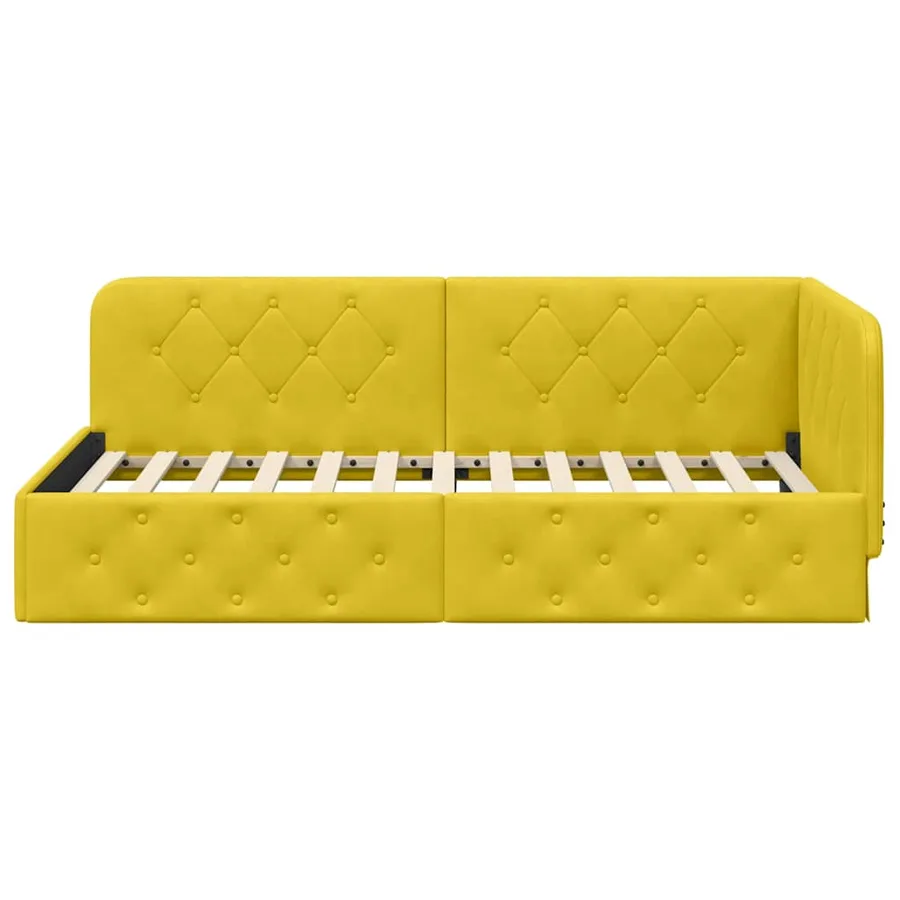 Cadre de lit d'angle Jaune 100 x 200 cm Velours - 5