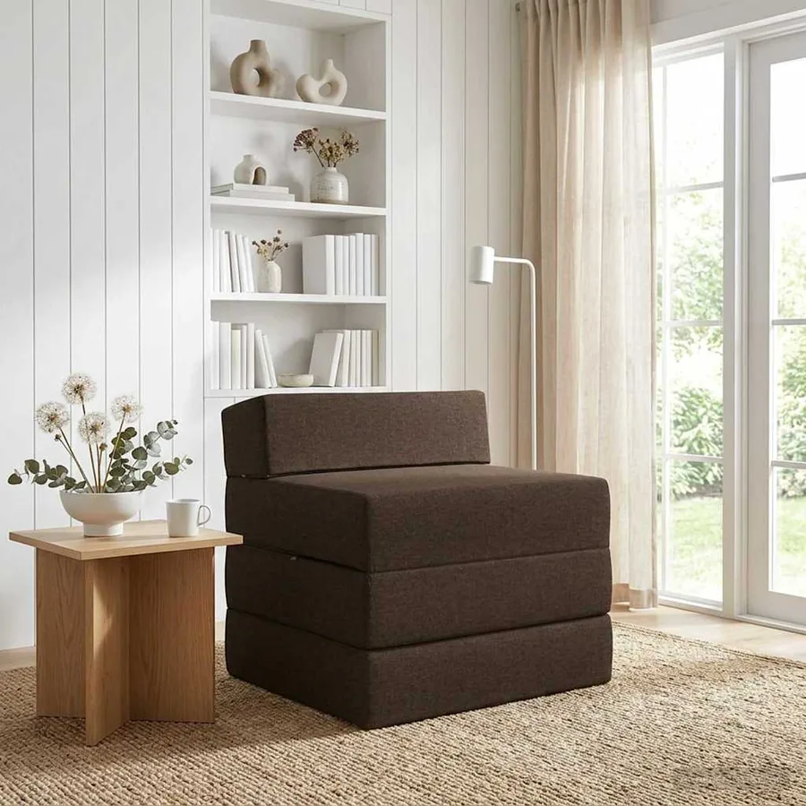 Canapé-lit pliable Taupe 200 x 70 x 15 cm Tissu
