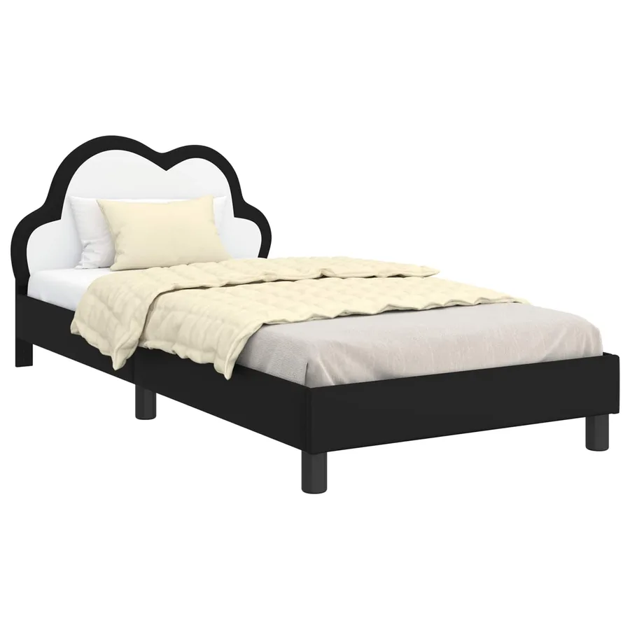 Cadre de lit pour enfants avec tête de lit Noir 90 x 190 cm PU - 2