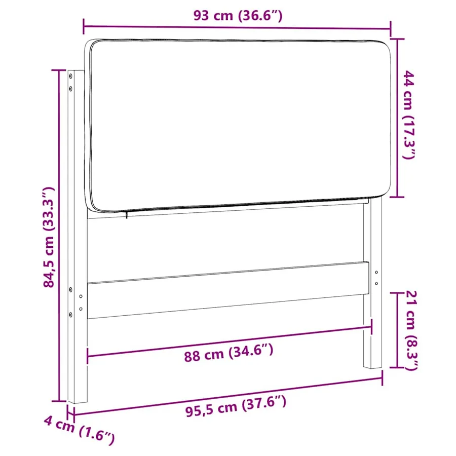 Tête de lit capitonnée Marron et Noir 90 cm Pin massif - 13