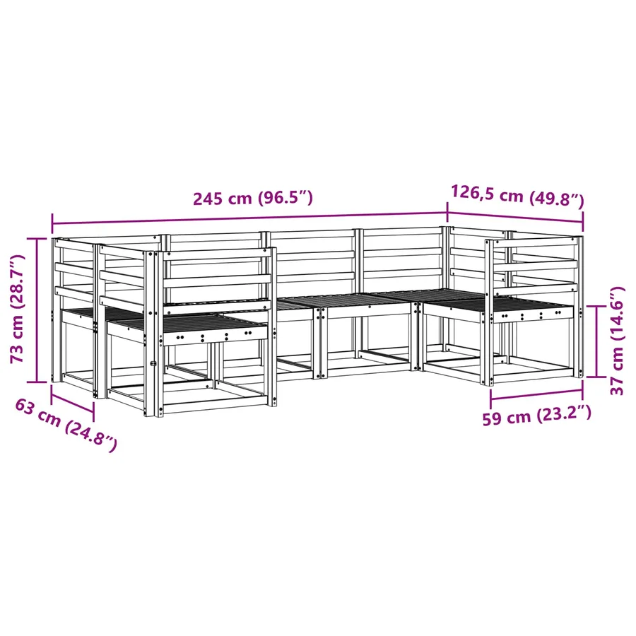 Ensemble de canapés d'extérieur 6 pcs Naturel - 7