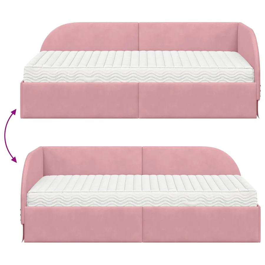 Cadre de lit d'angle avec matelas 2 pcs Gris Velours - 12