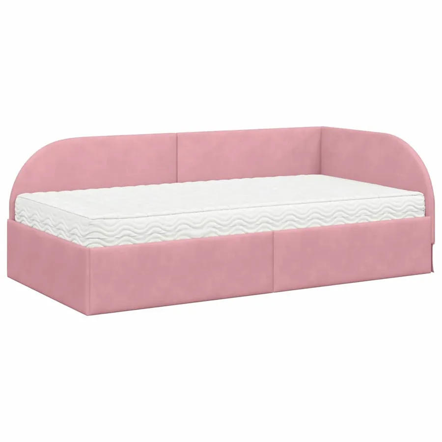 Cadre de lit d'angle avec matelas 2 pcs Gris Velours - 4